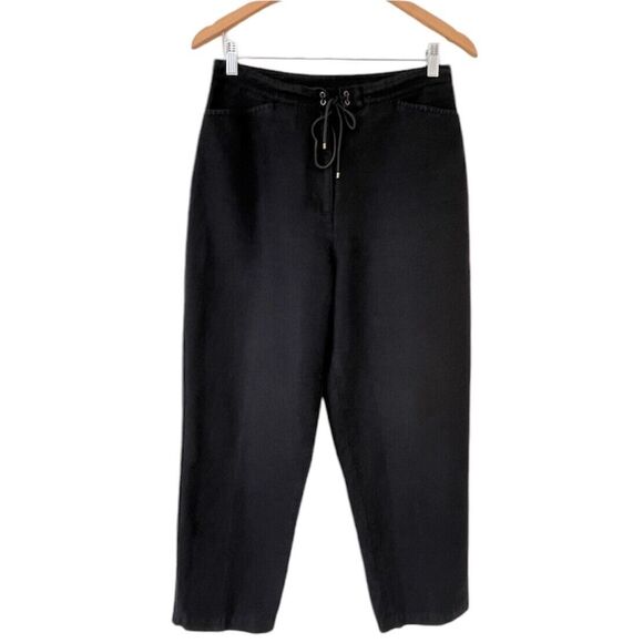 Talbots Pants - VTG 90s Talbots Irish Linen Blend High Waist Tapered Pants Black Womens 10